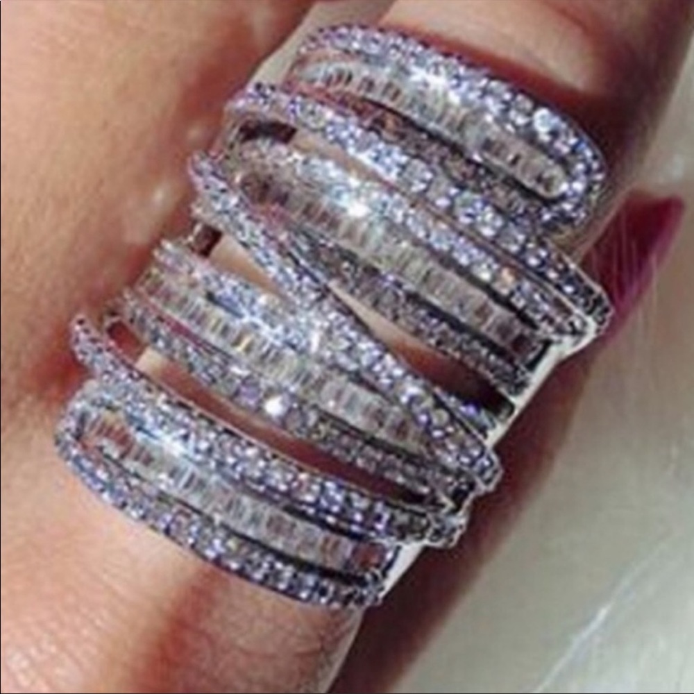 NEW💍6.4 CT 925 STERLING SILVER DIAMOND RING - Picture 4 of 5